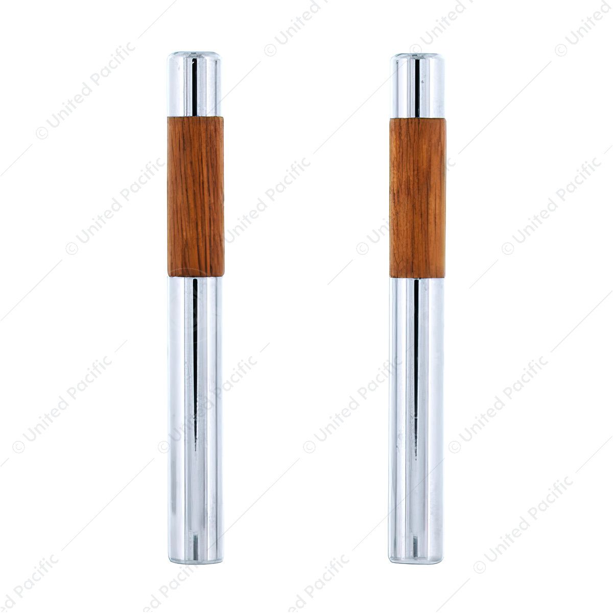 Chrome/Walnut Tube Door Lock Knobs (2Pc/Set)