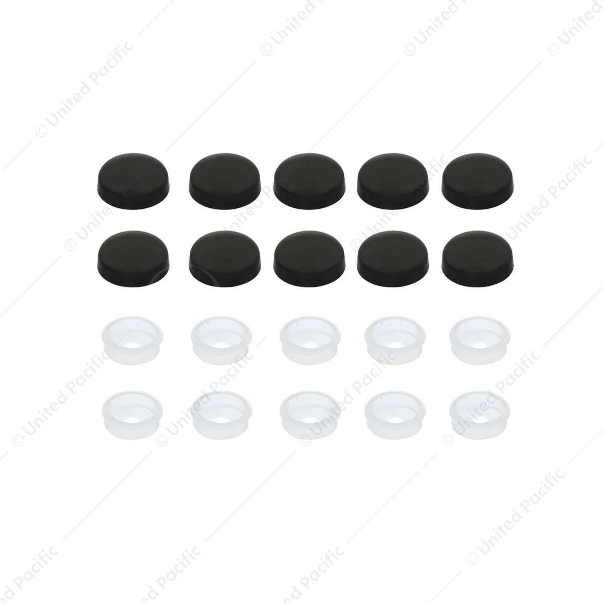 Black Plastic Snap-On Caps For #6 And #8 Screw (10-Pack)