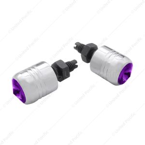 Chrome Aluminum License Plate Fastener With Purple Crystal (2-Pack)