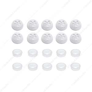 Chrome Plastic Skull Snap-On Cap For #10 And #12 Screws (10-Pack)