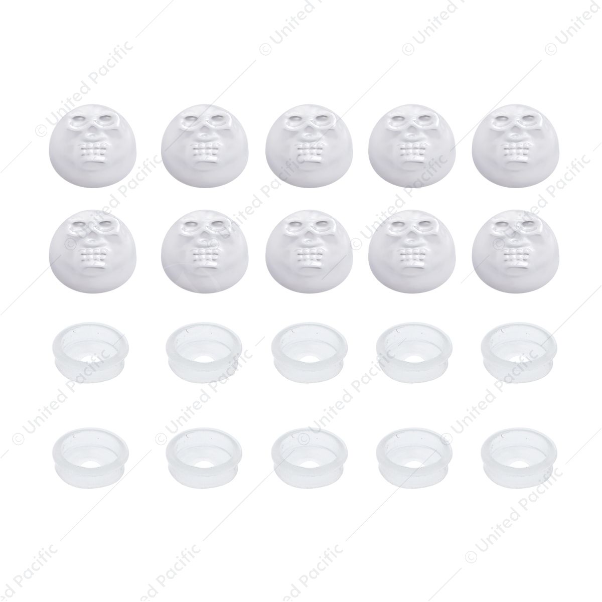 Chrome Plastic Skull Snap-On Cap For 1/4" Screws (10-Pack)