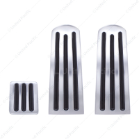 Chrome Pedal Set With Black Insert For Peterbilt