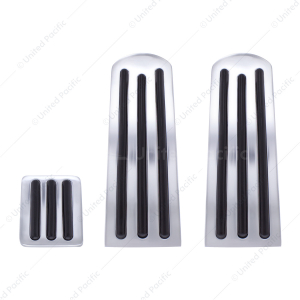 Chrome Pedal Set With Black Insert For Peterbilt