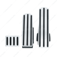Chrome Pedal Set With Black Insert For Kenworth W900L (1990-2005), T800 (1986-2005), & T600 (1986-19