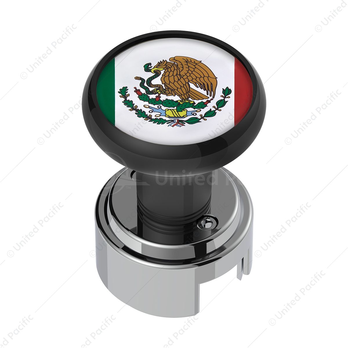 Thread-On Gearshift Knob With 13/15/18 Speed Adapter & Mexico Flag Sticker - Black