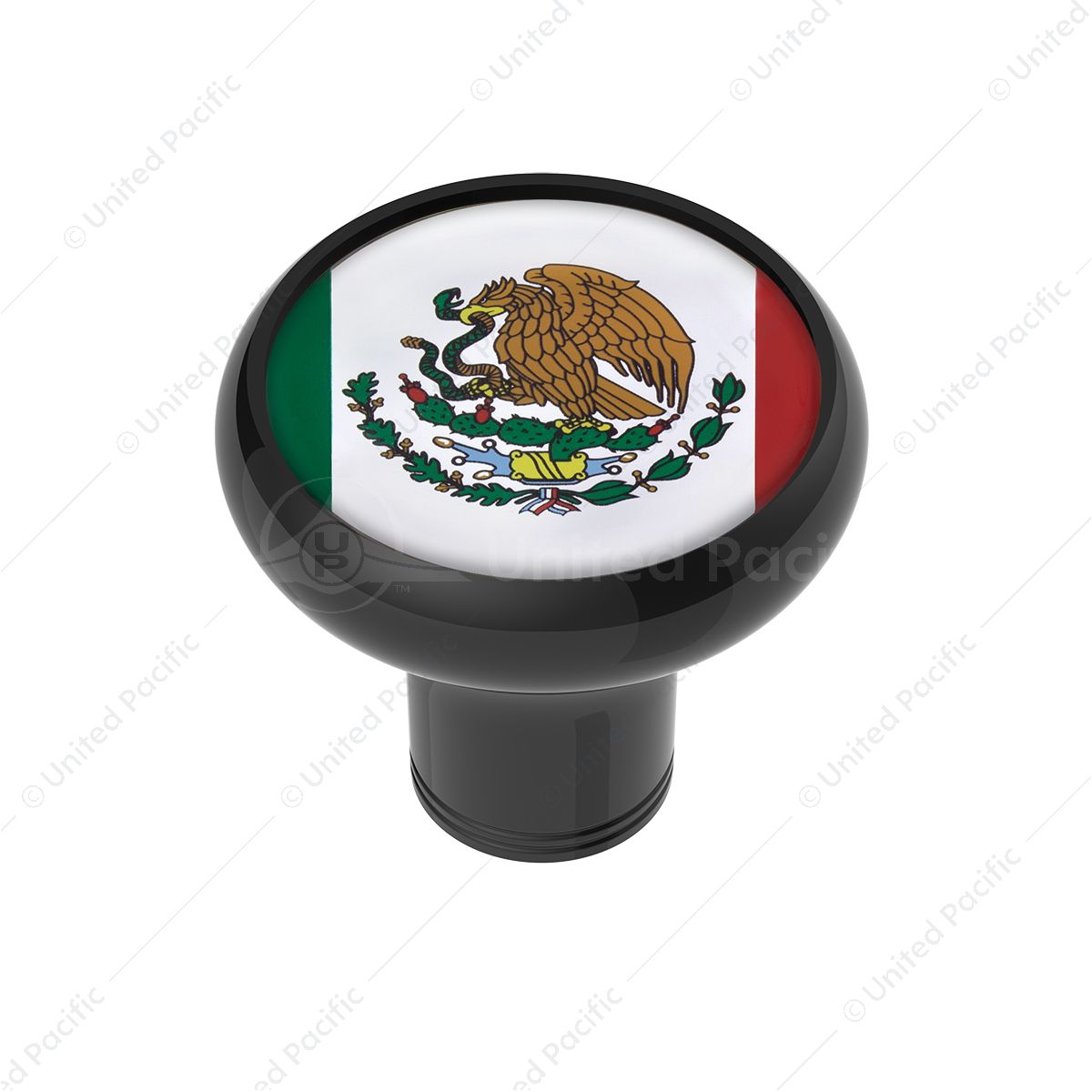 1/2"-13 Thread-On Gearshift Knob With Mexico Flag Sticker - Black