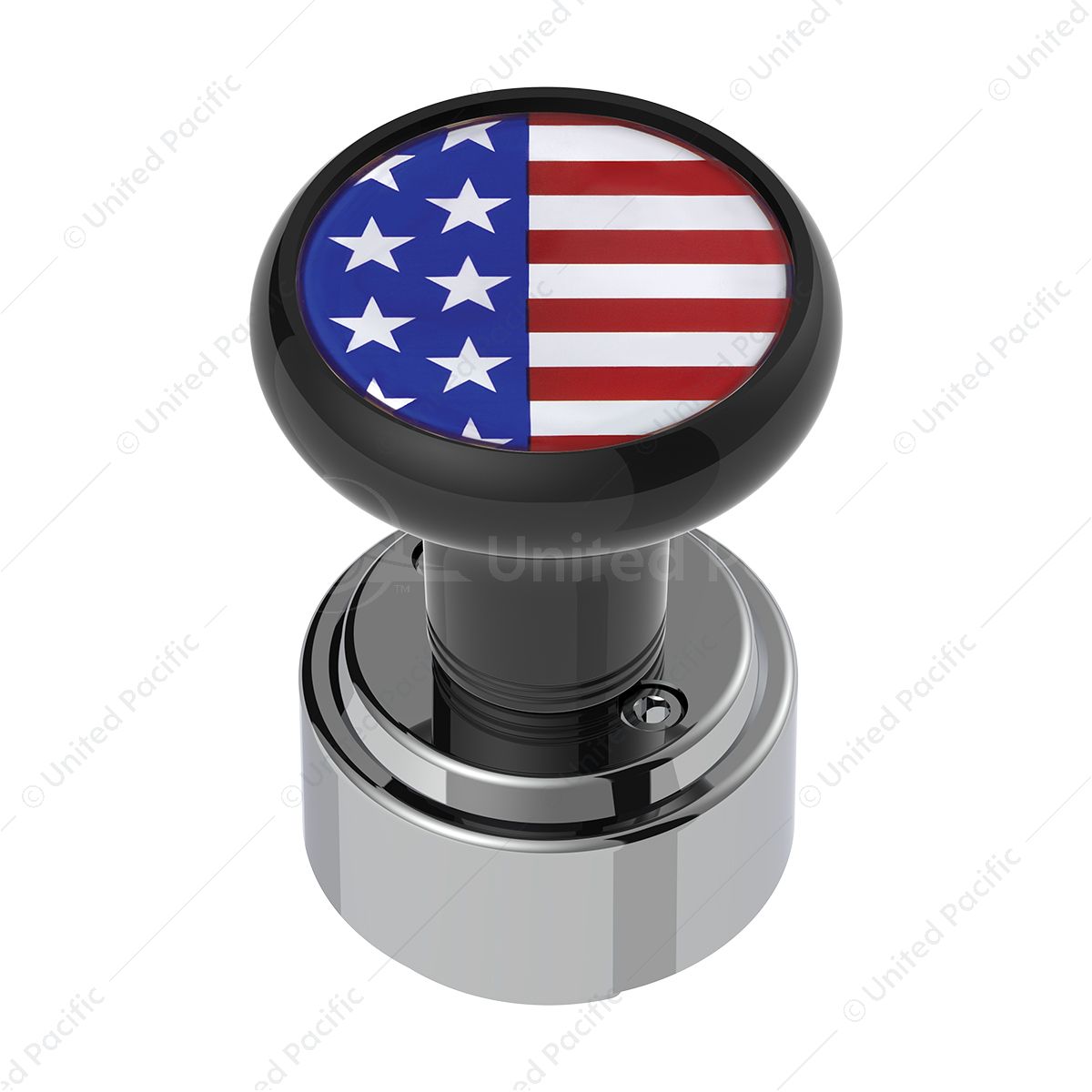 Thread-On Gearshift Knob With 9/10 Speed Adapter & USA Flag Sticker - Black