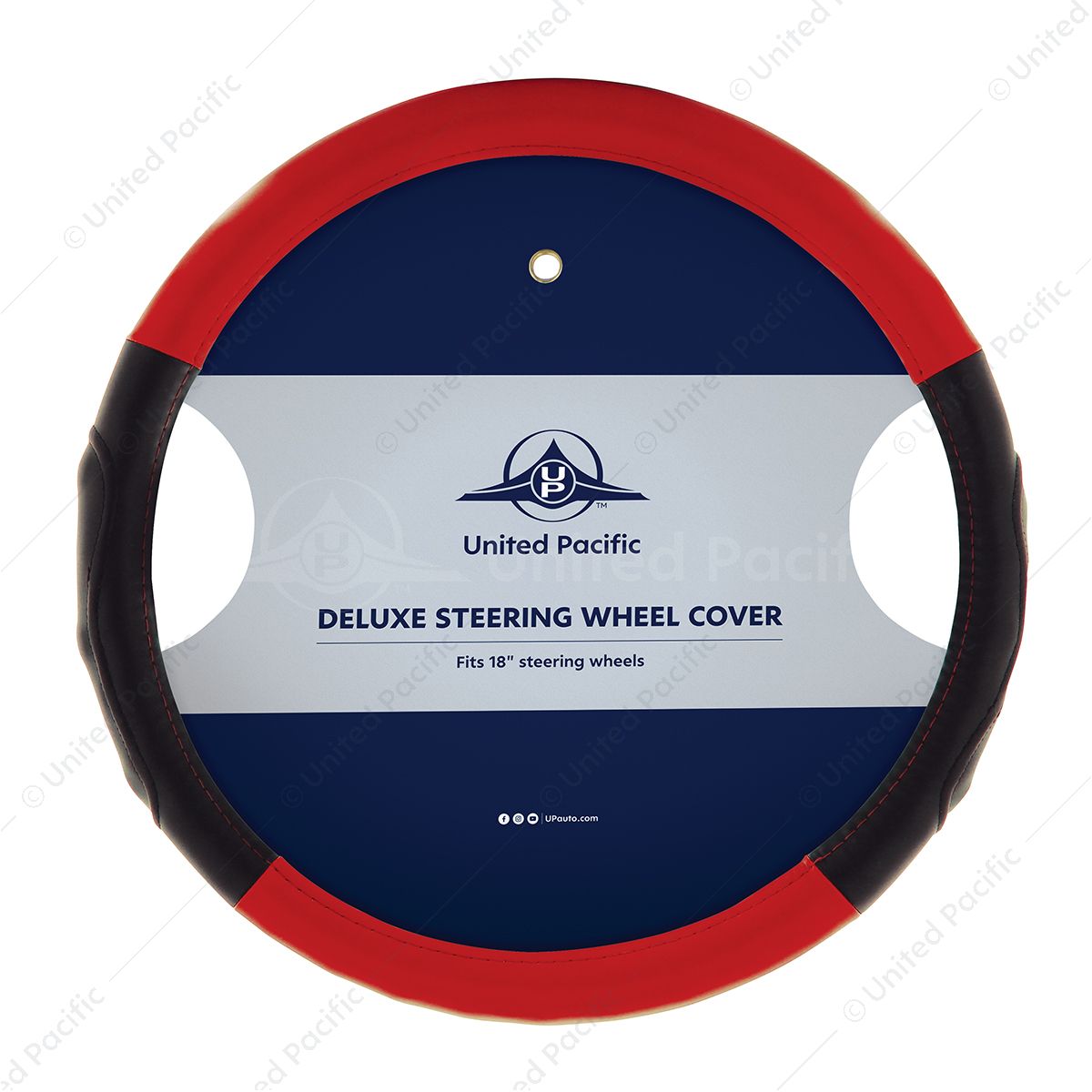 18" Duo Tone Steering Wheel Cover - Black & Red