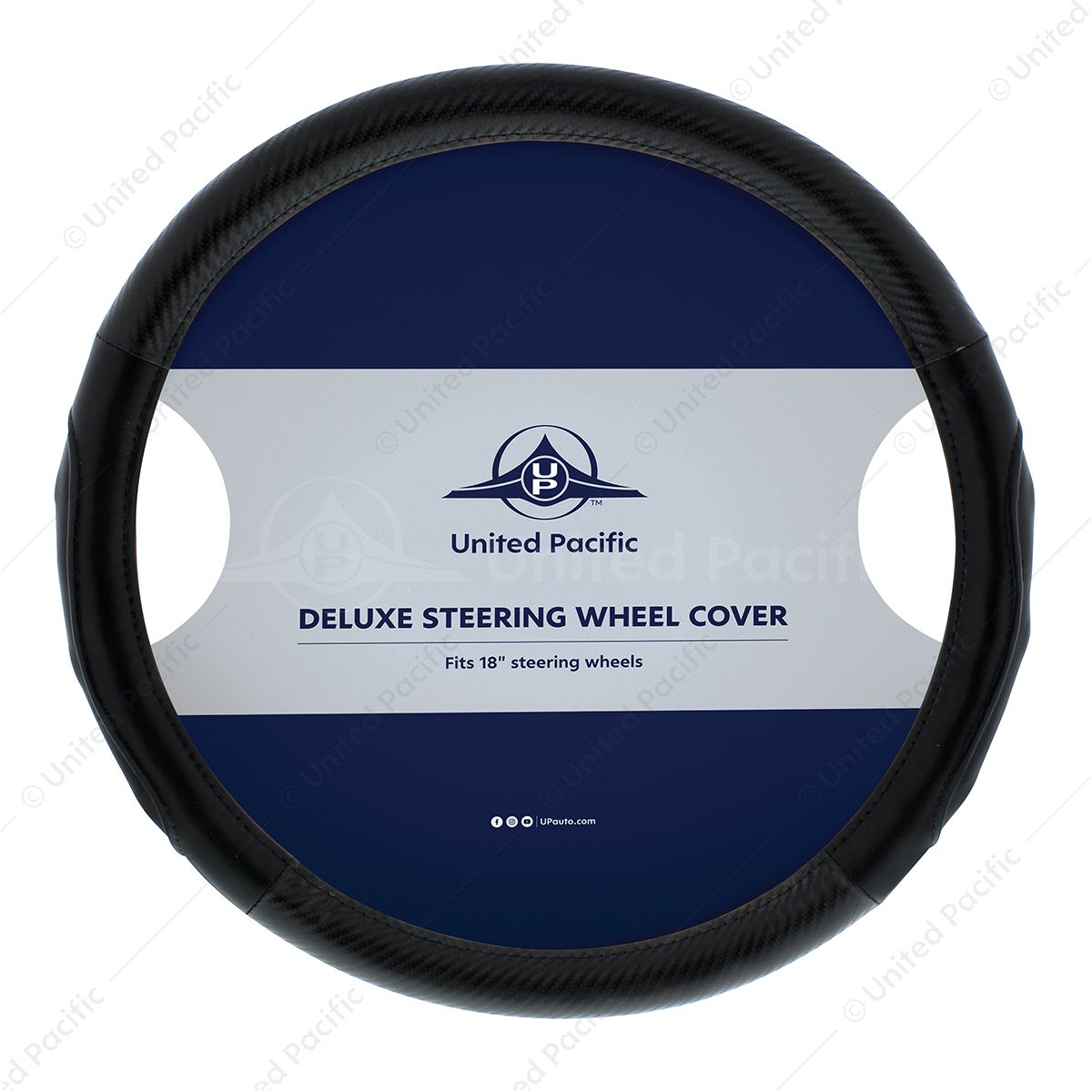 18" Carbon Fiber Pattern Steering Wheel Cover - Black Stitching