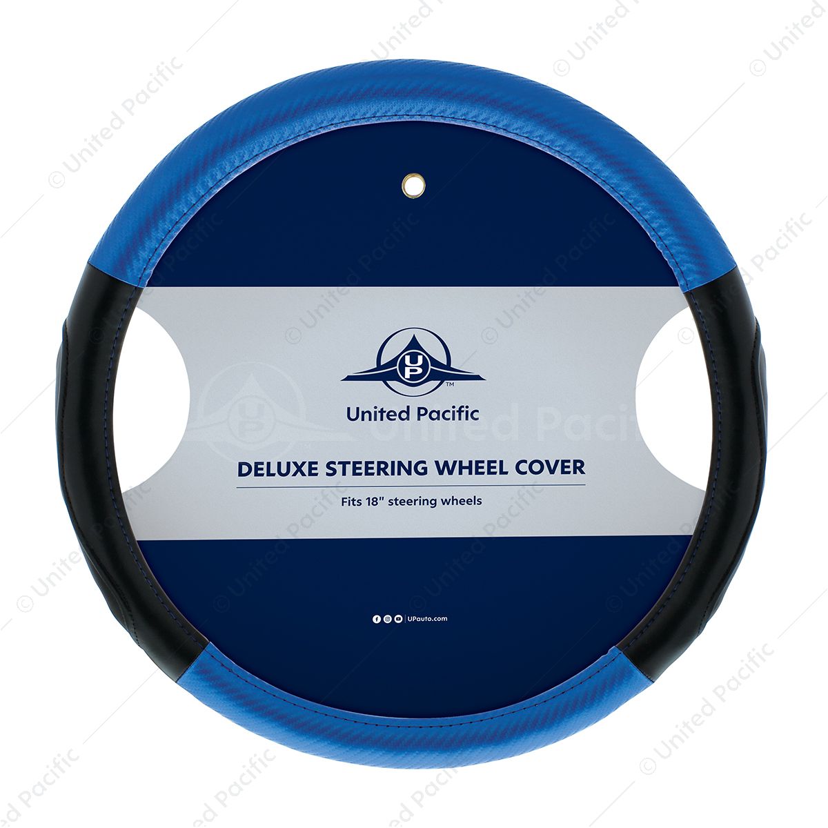 18" Carbon Fiber Pattern Steering Wheel Cover - Blue Stitching