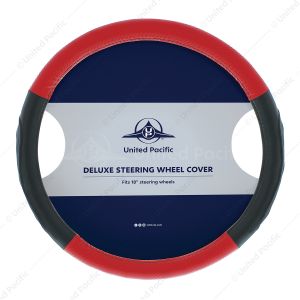 18" Carbon Fiber Pattern Steering Wheel Cover - Red Stitching