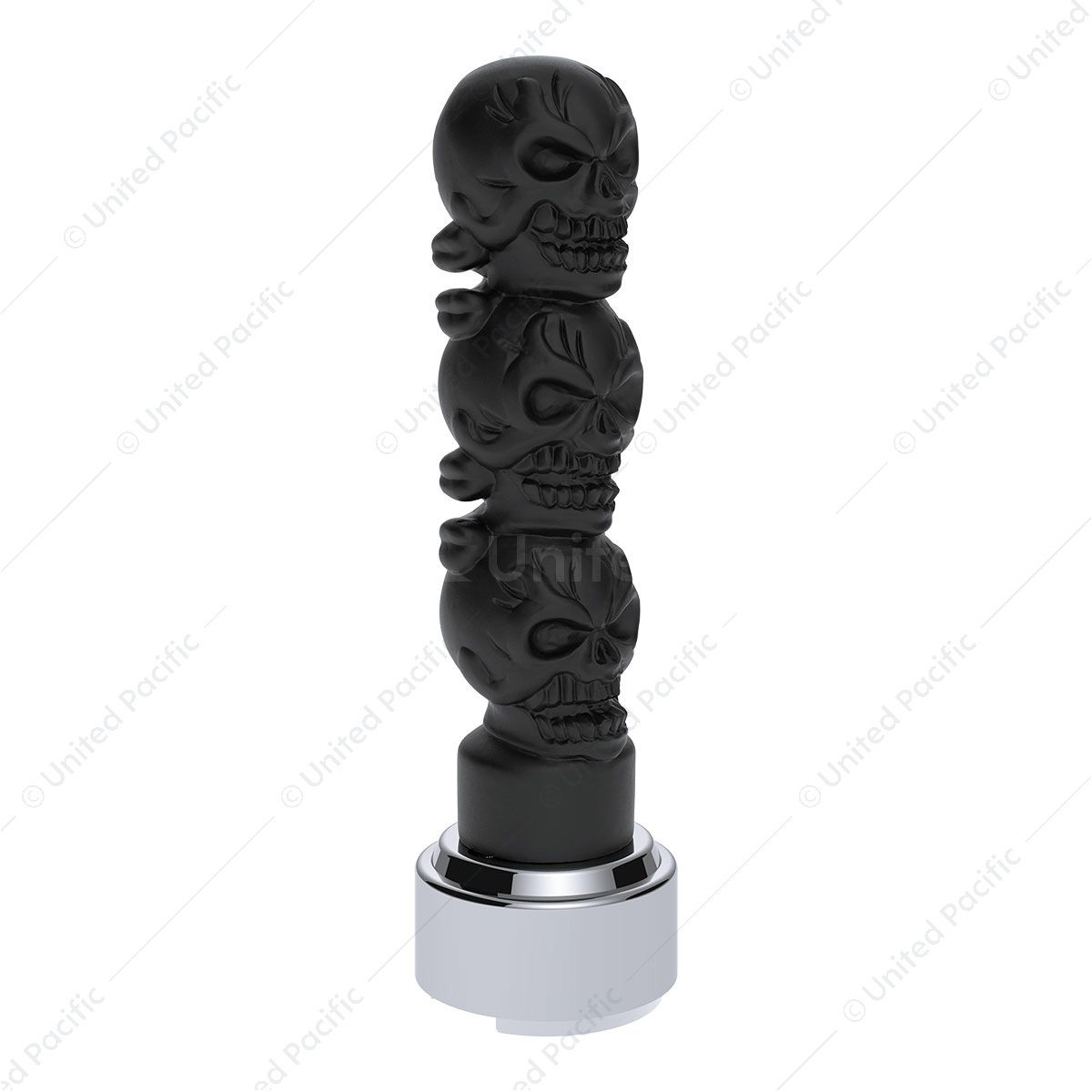 Thread-On 3-Skulls Gearshift Knob With Adapter For Eaton-Fuller 9/10 Speed Shifter-Matte Black
