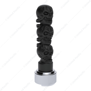 Thread-On 3-Skulls Gearshift Knob With Adapter For Eaton-Fuller 9/10 Speed Shifter