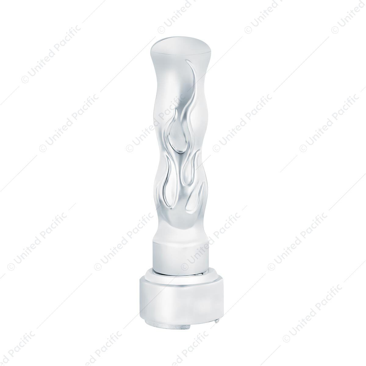 Thread-On Flame Gearshift Knob With Adapter For Eaton Fuller 9/10 Speed - Chrome