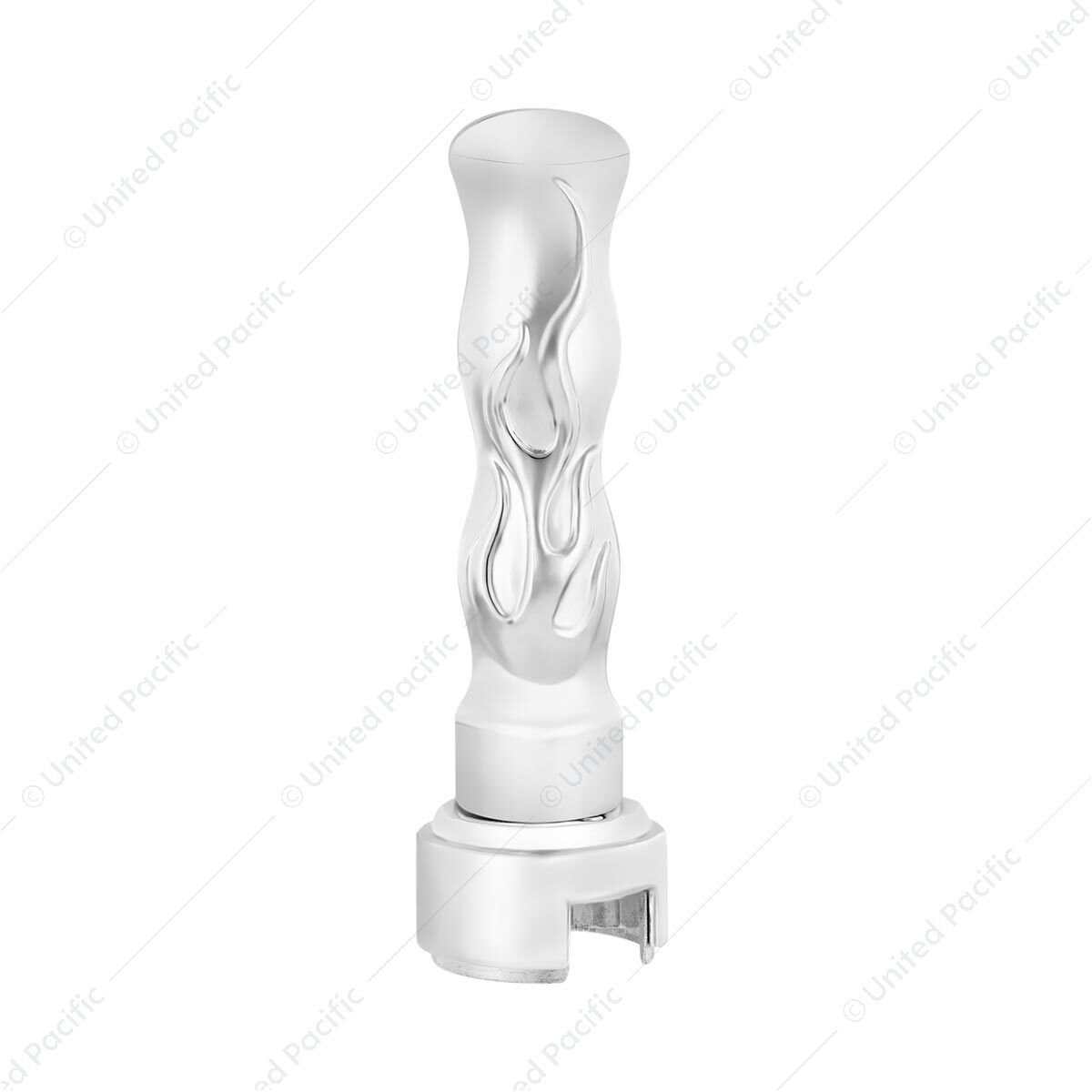 Thread-On Flame Gearshift Knob With Adapter For Eaton Fuller 13/15/18 Speed - Chrome