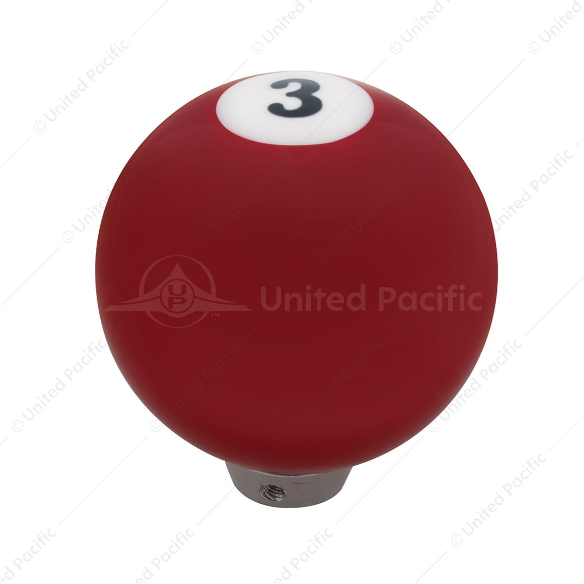 Number 3 Pool Ball Gearshift Knob - Gloss Red
