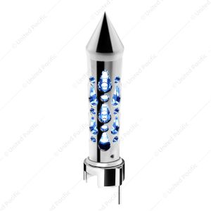 Brooklyn Style Spike Gearshift Knob With LED 13/15/18 Speed Adapter - Chrome/Blue LED