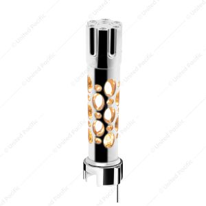 Austin Style Gun Cylinder Gearshift Knob With LED 13/15/18 Speed Adapter - Chrome/Amber LED