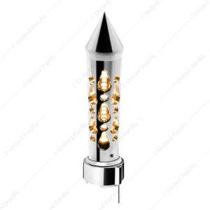 Brooklyn Style Spike Gearshift Knob With LED 9/10 Speed Adapter - Chrome/Amber LED