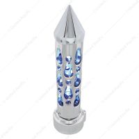 Brooklyn Style Spike Gearshift Knob With LED 9/10 Speed Adapter - Chrome/Blue LED