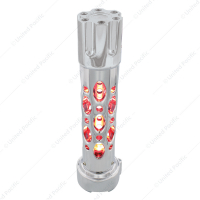Austin Style Gun Cylinder Gearshift Knob With LED 9/10 Speed Adapter - Chrome/Red LED