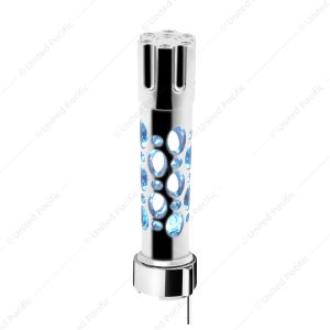 Austin Style Gun Cylinder Gearshift Knob With LED 9/10 Speed Adapter - Chrome/Blue LED