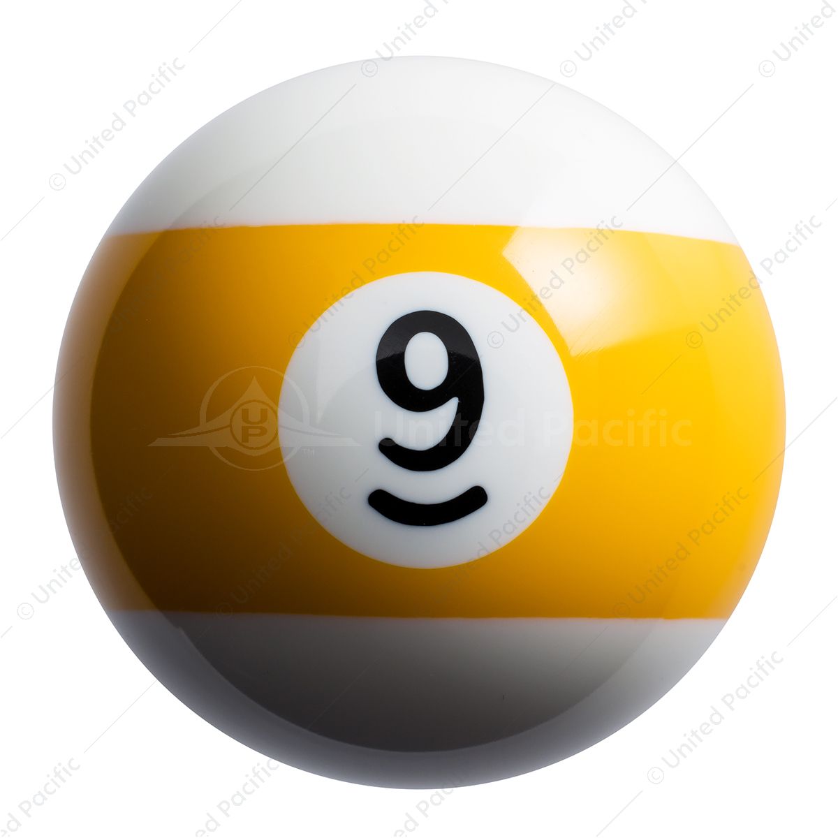 Number 9 Pool Ball Gearshift Knob - Gloss Yellow Striped