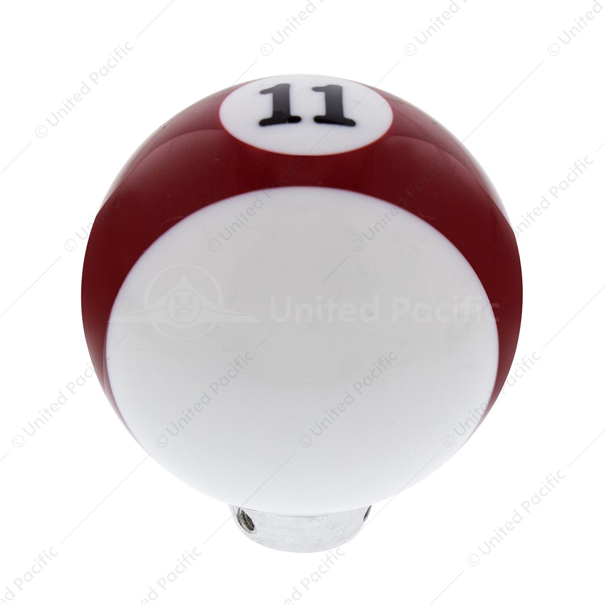 Number 11 Pool Ball Gearshift Knob - Gloss Red Striped
