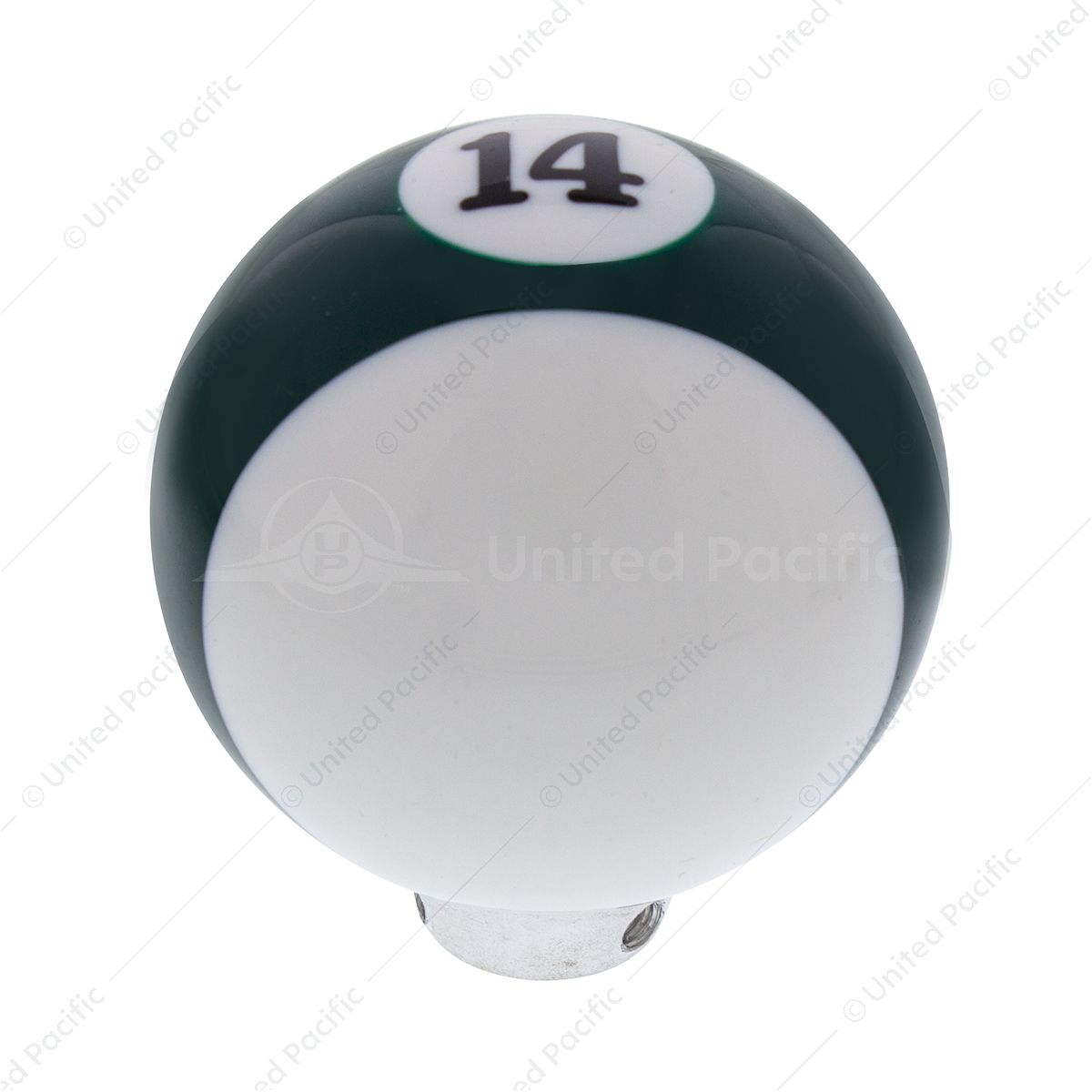 Number 14 Pool Ball Gearshift Knob - Gloss Green Striped