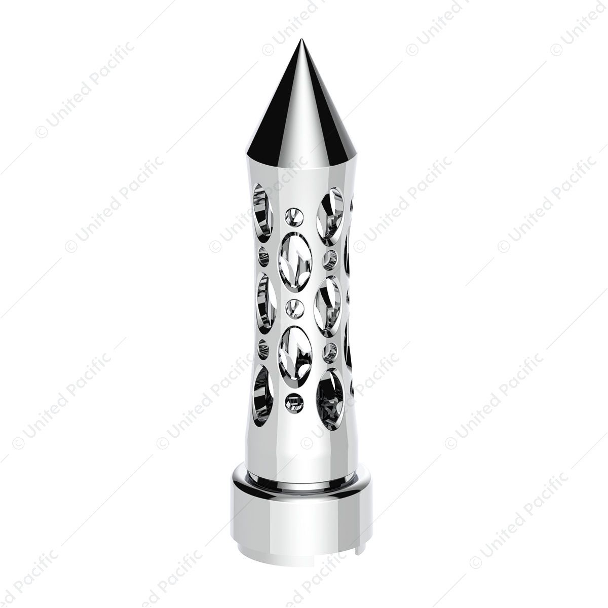 M30X3.5 Thread-On Daytona Style Spike Gearshift Knob With 9/10 Speed Adapter - Chrome/Vertical