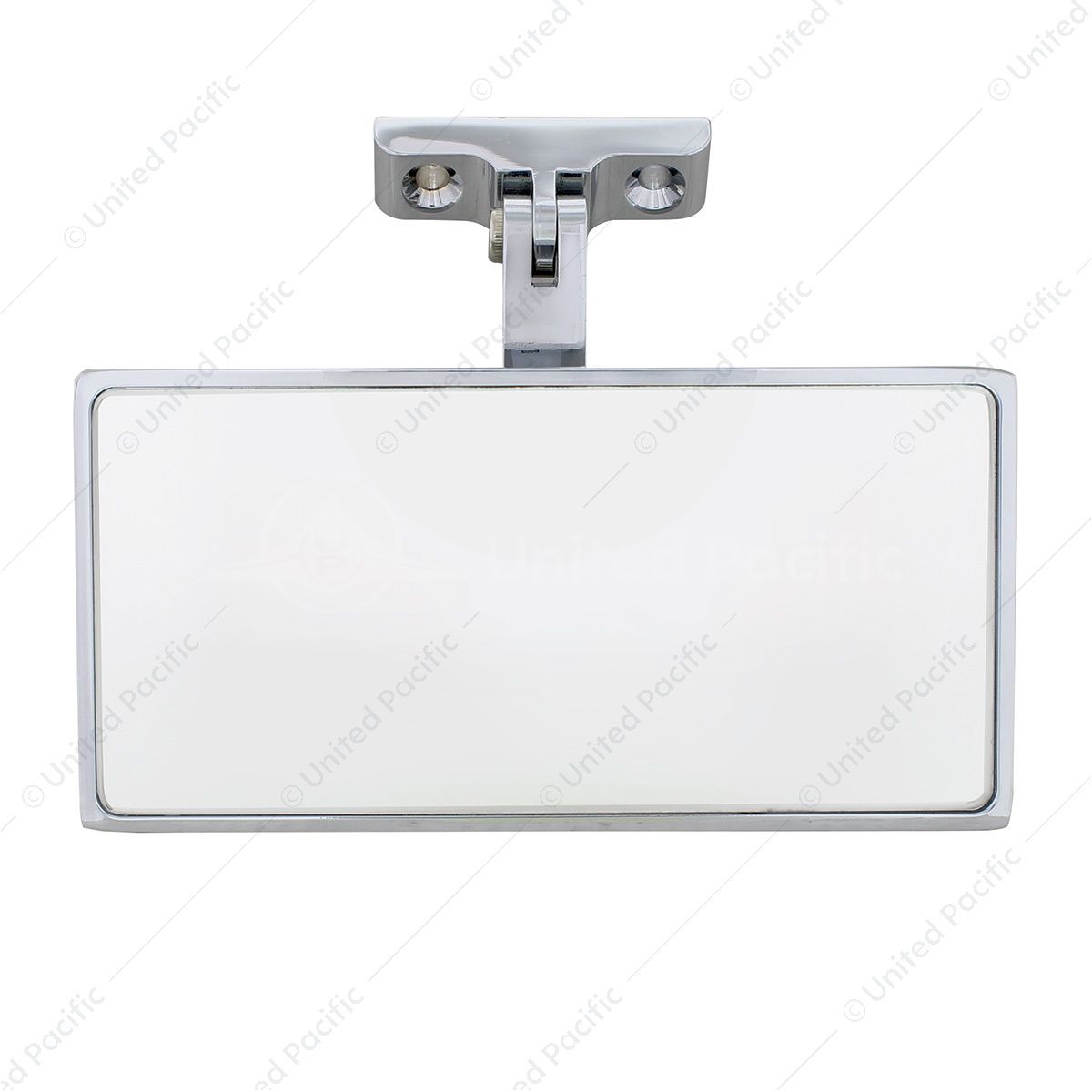 Rectangular Chrome Plated Aluminum Interior Rear View Mirror With Screw-On Mount