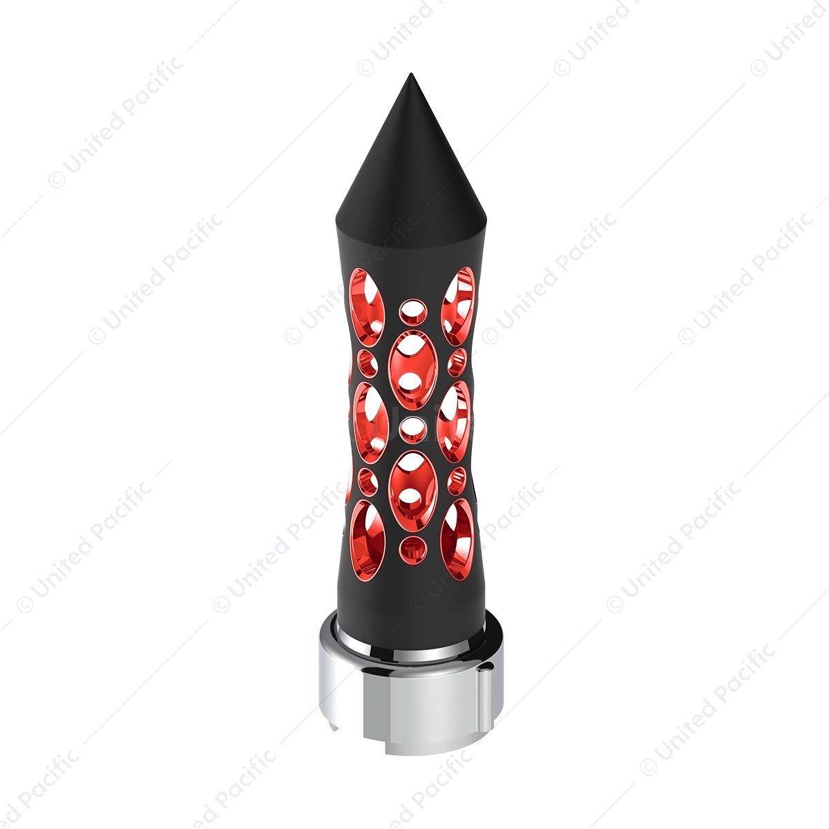 Thread-On Daytona Style Spike Gearshift Knob With LED 9/10 Speed Adapter - Black/Red LED