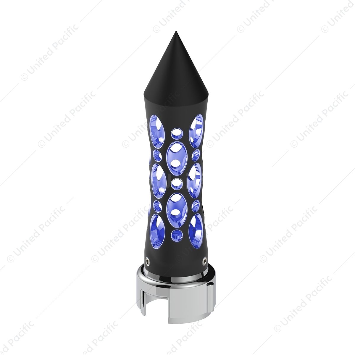 Thread-On Daytona Style Spike Gearshift Knob With LED 13/15/18 Speed Adapter - Black/Blue LED