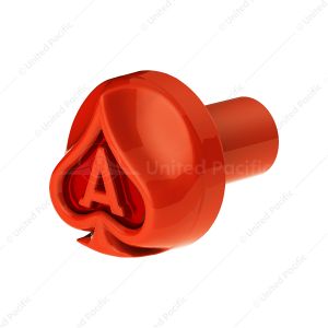 Ace Of Spades Air Valve Knob - Cadmium Orange With Gloss Red Inlay