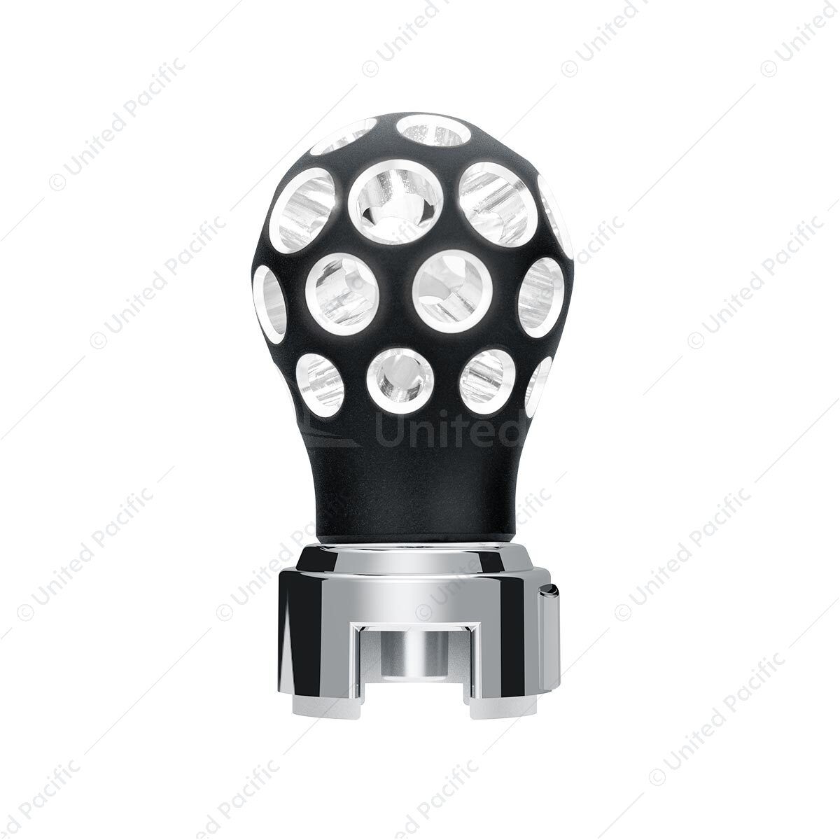 Thread-On Matte Black Phoenix Style Ball Gearshift Knob With LED 13/15/18 Speed Adapter-White LED