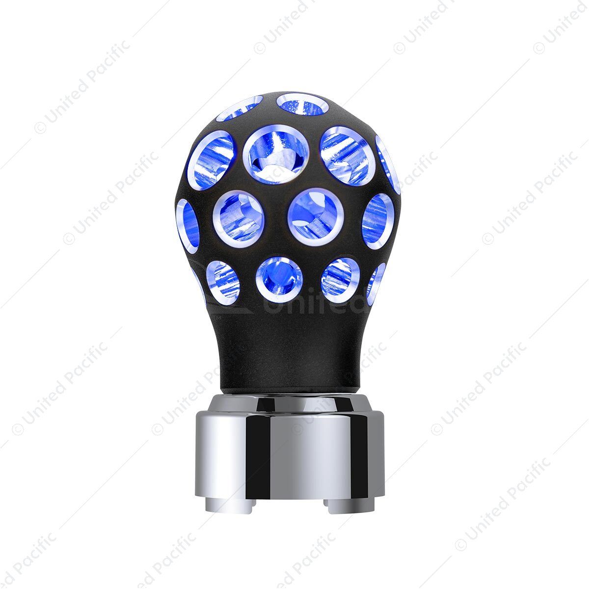 Thread-On Matte Black Phoenix Style Ball Gearshift Knob With LED 9/10 Speed Adapter-Blue LED