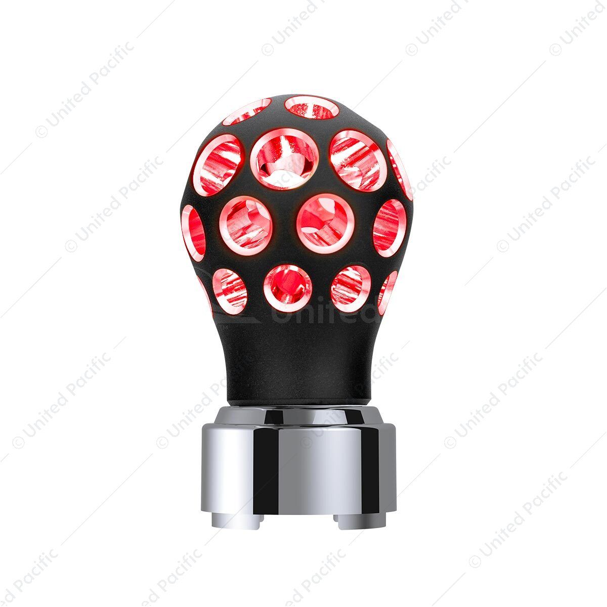 Thread-On Matte Black Phoenix Style Ball Gearshift Knob With LED 9/10 Speed Adapter-Red LED