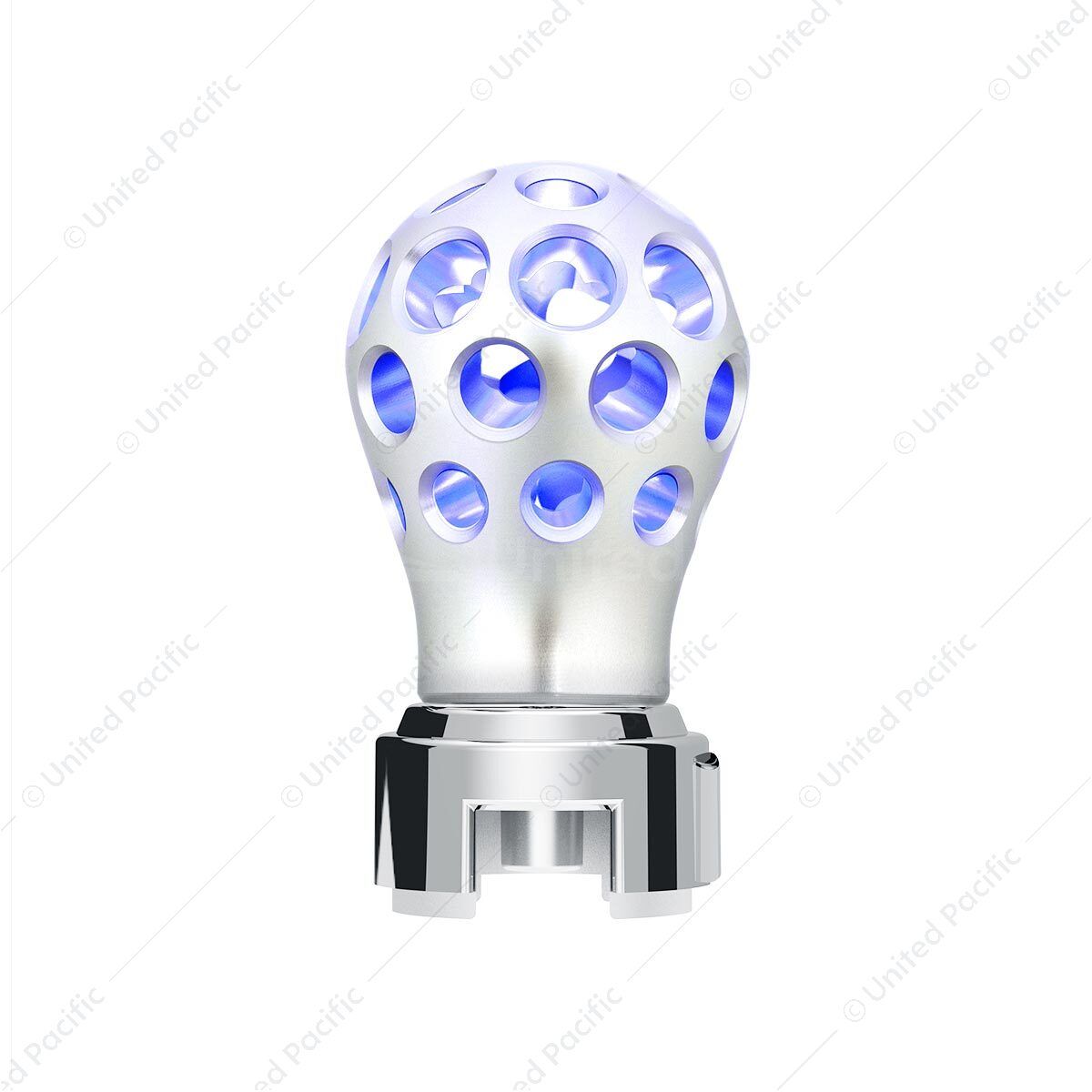 Thread-On Annodized Phoenix Style Ball Gearshift Knob With LED 13/15/18 Speed Adapter-Blue LED