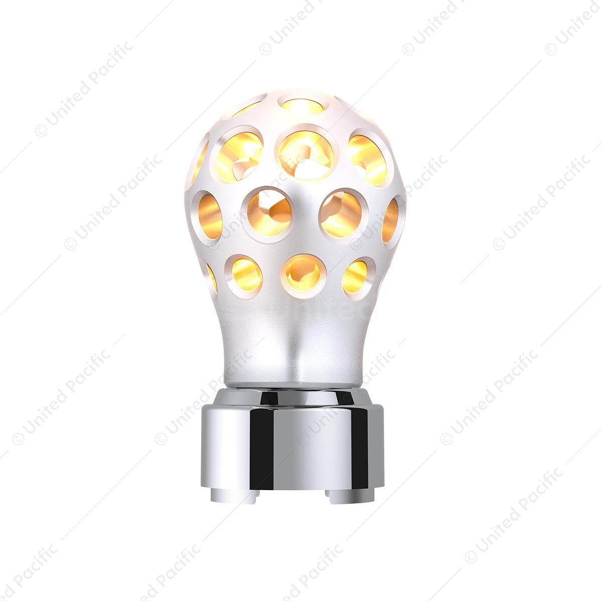 Thread-On Annodized Phoenix Style Ball Gearshift Knob With LED 9/10 Speed Adapter-Amber LED