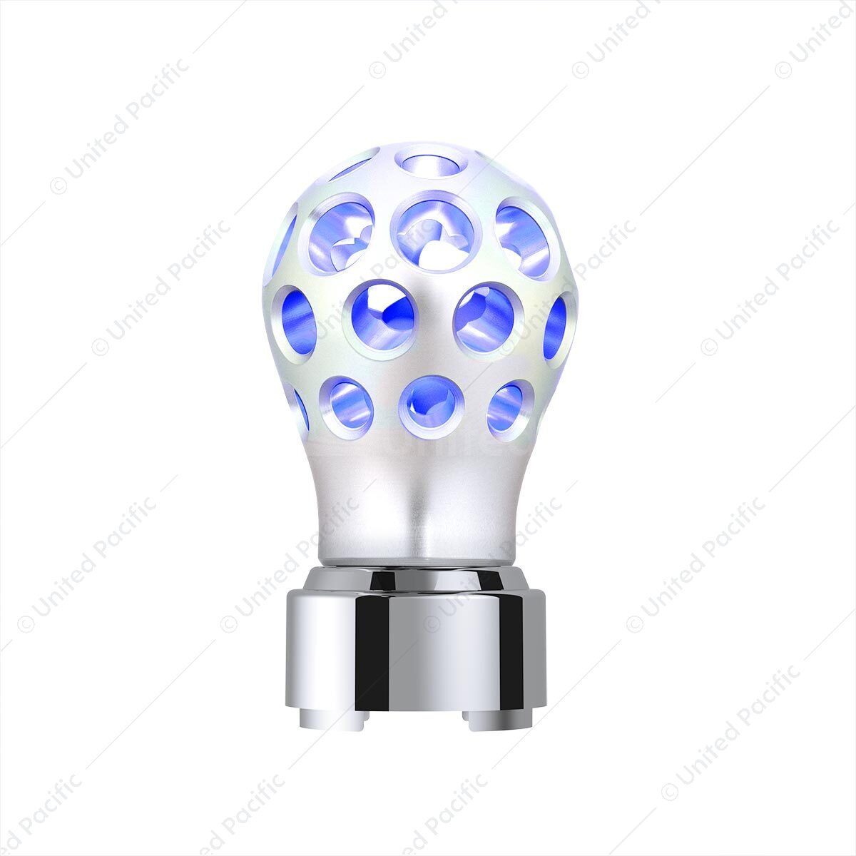 Thread-On Annodized Phoenix Style Ball Gearshift Knob With LED 9/10 Speed Adapter-Blue LED