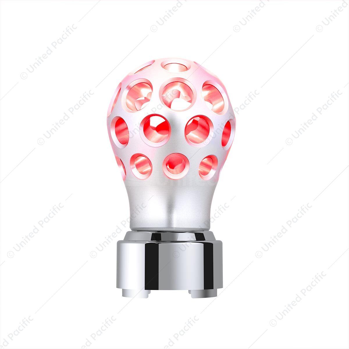 Thread-On Annodized Phoenix Style Ball Gearshift Knob With LED 9/10 Speed Adapter-Red LED