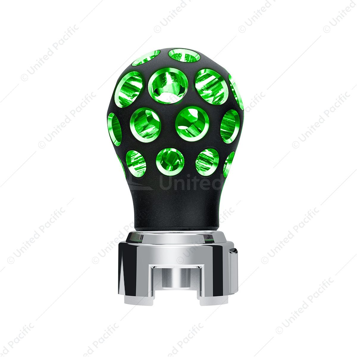 Thread-On Matte Black Phoenix Style Ball Gearshift Knob With LED 13/15/18 Speed Adapter-Green LED