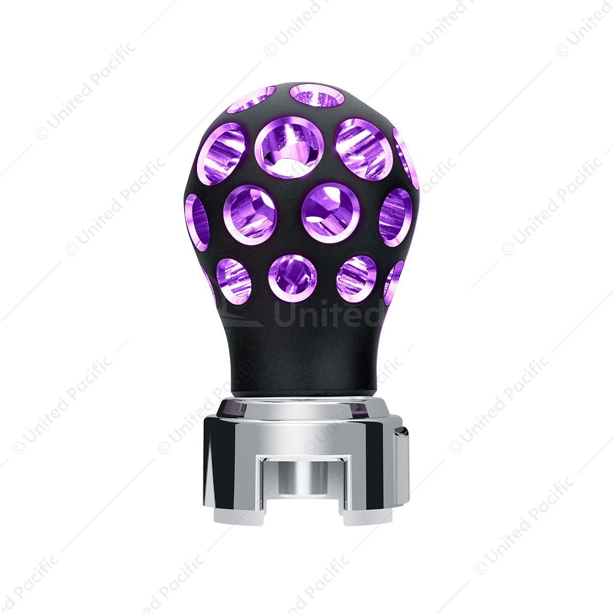Thread-On Matte Black Phoenix Style Ball Gearshift Knob With LED 13/15/18 Speed Adapter-Purple LED