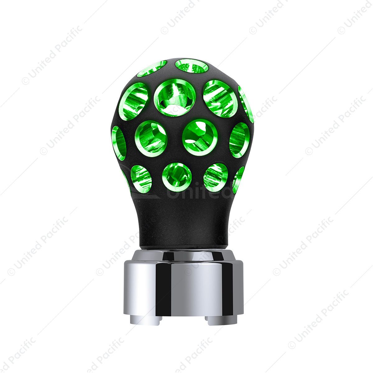 Thread-On Matte Black Phoenix Style Ball Gearshift Knob With LED 9/10 Speed Adapter-Green LED