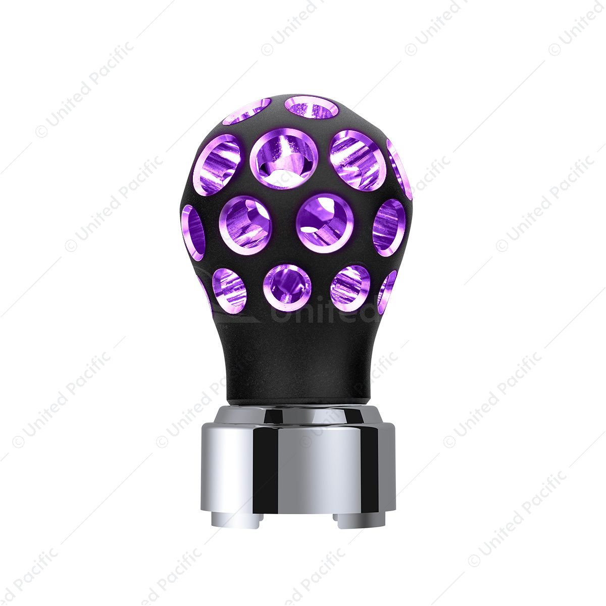 Thread-On Matte Black Phoenix Style Ball Gearshift Knob With LED 9/10 Speed Adapter-Purple LED