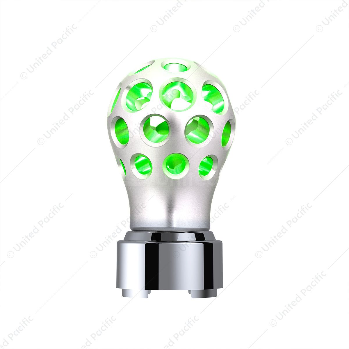 Thread-On Annodized Phoenix Style Ball Gearshift Knob With LED 9/10 Speed Adapter-Green LED