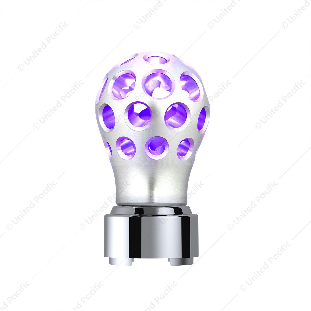 Thread-On Annodized Phoenix Style Ball Gearshift Knob With LED 9/10 Speed Adapter-Purple LED
