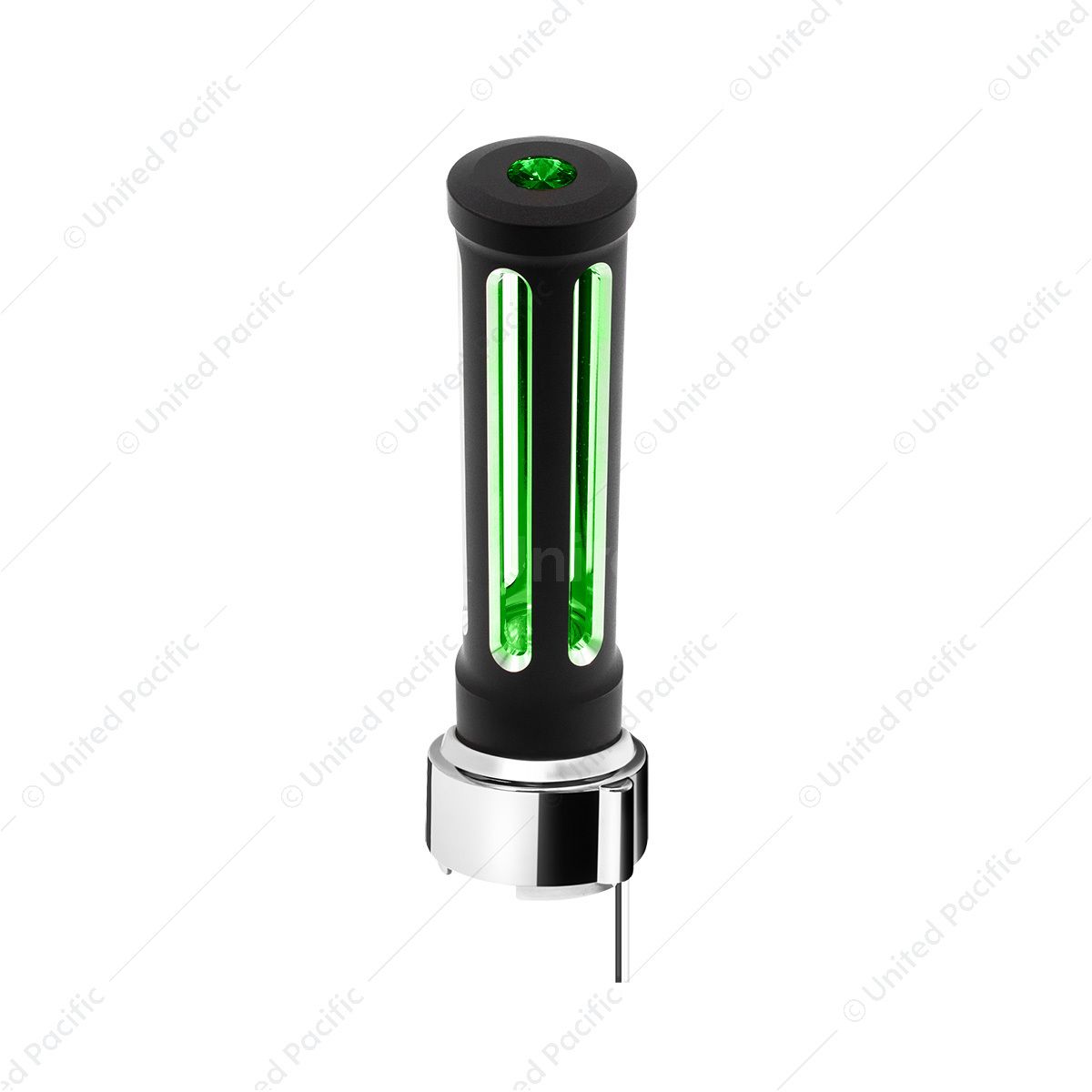 Thread-On Matte Black Sonoma Style Gearshift Knob With LED 9/10 Speed Adapter-Dark Green Crystal/Gre