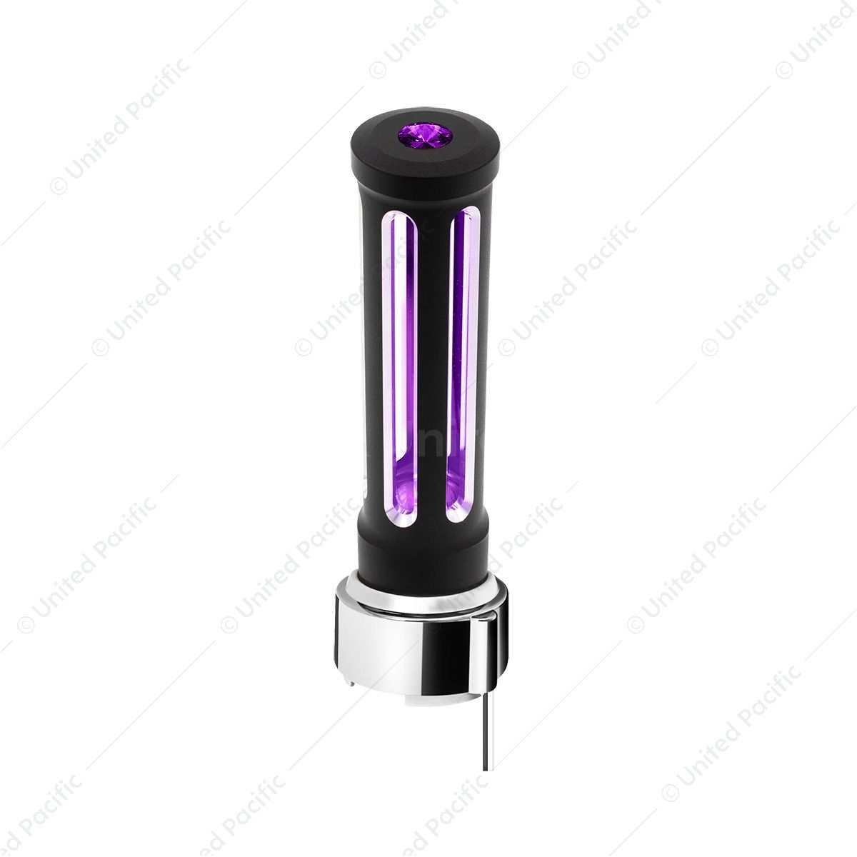 Thread-On Matte Black Sonoma Style Gearshift Knob With LED 9/10 Speed Adapter-Purple Crystal/Purple