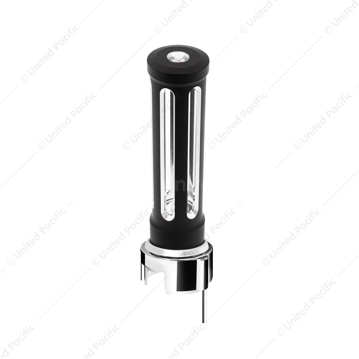 Thread-On Matte Black Sonoma Style Gearshift Knob With LED 13/15/18 Speed Adapter-Clear Crystal/Whit